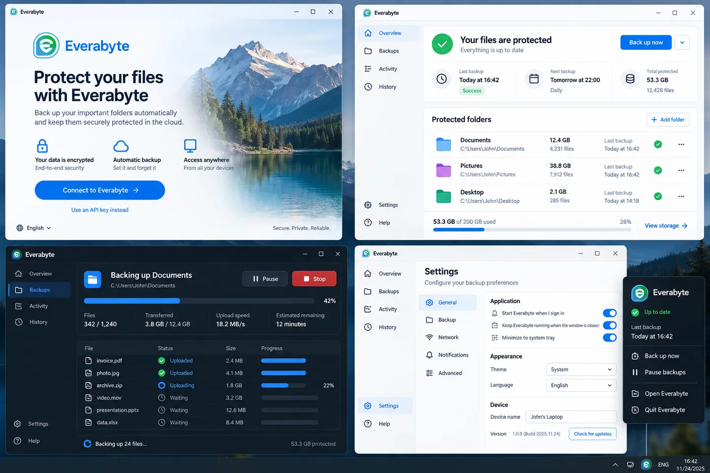 Desktop application — The Everabyte backup client